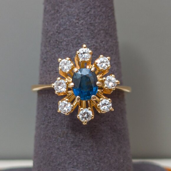 Appraised Jean-Thierry Bondt 18k Sapphire & Diamond Daisy Ring · Size 7.25 - Picture 1 of 14